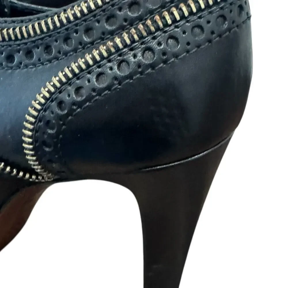 Louis Vuitton Heeled Platform Booties Black Leather Zipper Italy 37.5 EU 7.5 US - Picture 15 of 16